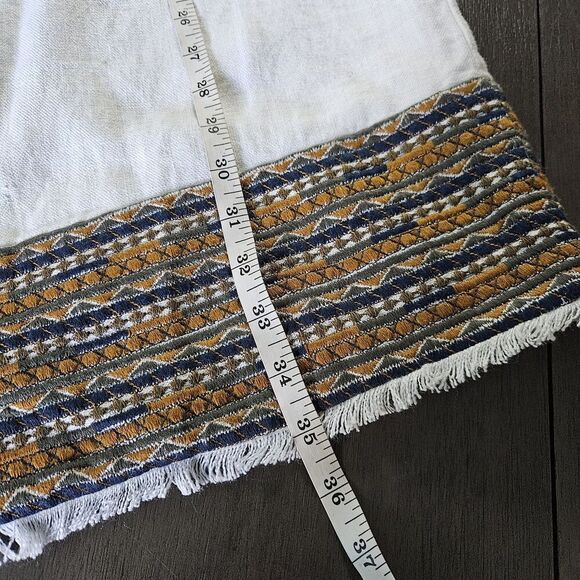 CHICOS Heavyweight Linen Western Embroidered Mid Length Cardigan Jacket Size 2 - Picture 5 of 11